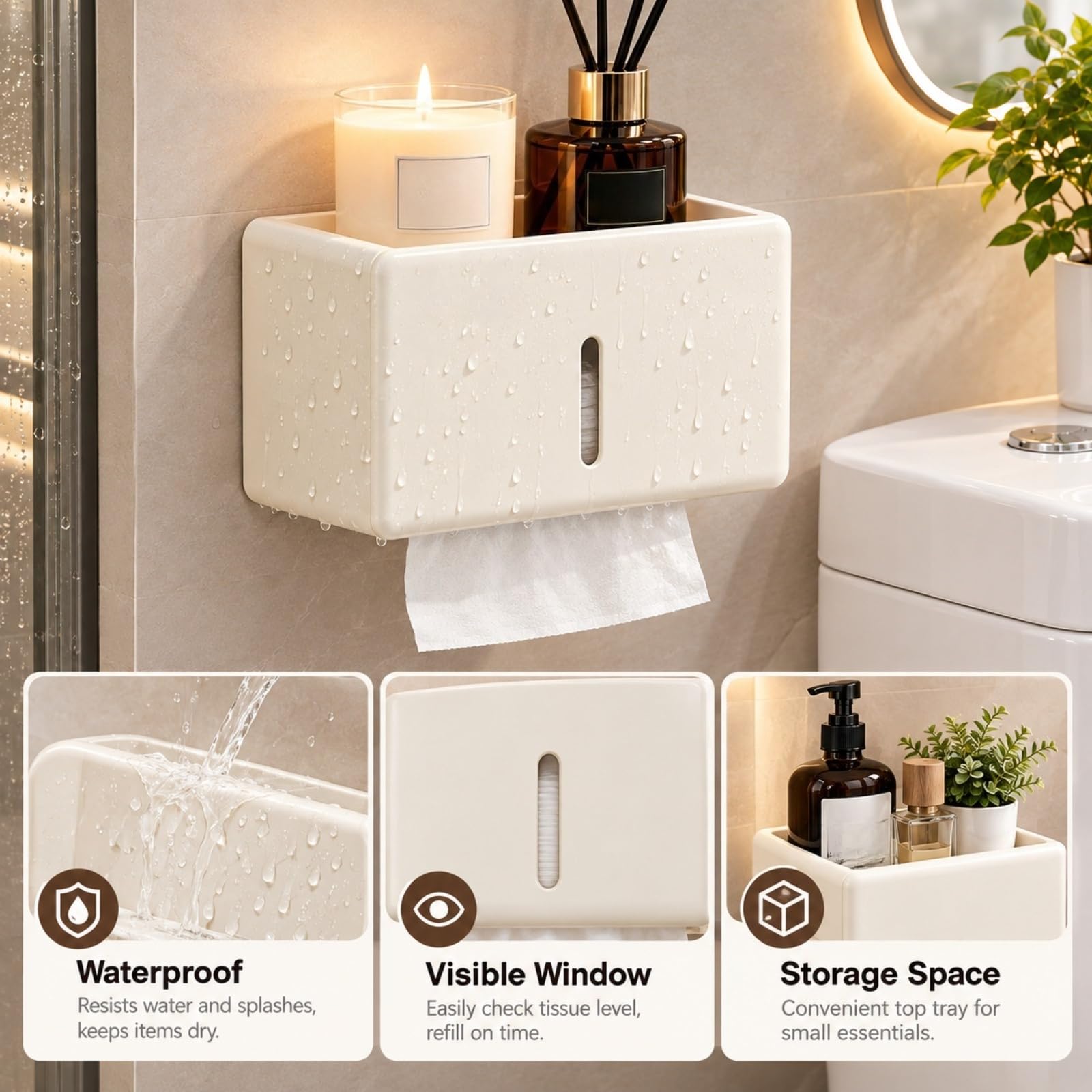 Toallero De BañO Sin Taladro 60 Cm, Set De BañO 4 Piezas, Cestas