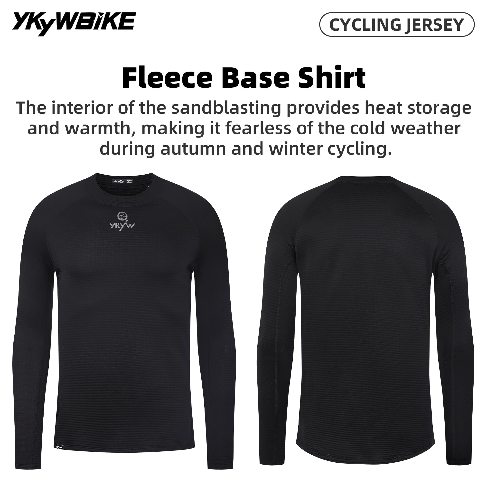 YKYWBIKE Thermo-Langarm-Shirt für Herren, feuchtigkeitsableitendes Kompressions-Fleece, Radunterhemd, Rollkragen, Herbst und Winter