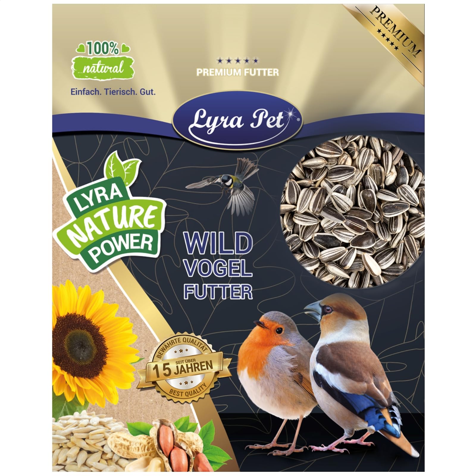 Graines de Tournesol Rayées 25 kg Lyra Pet Nourriture Oiseaux Sauvages Huile