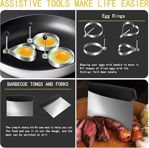 Miniatura 7 de Supernal 45 piezas de accesorios de parrilla Blackstone mejorados, accesorios de parrilla de parte superior plana, herramientas para parrilla de