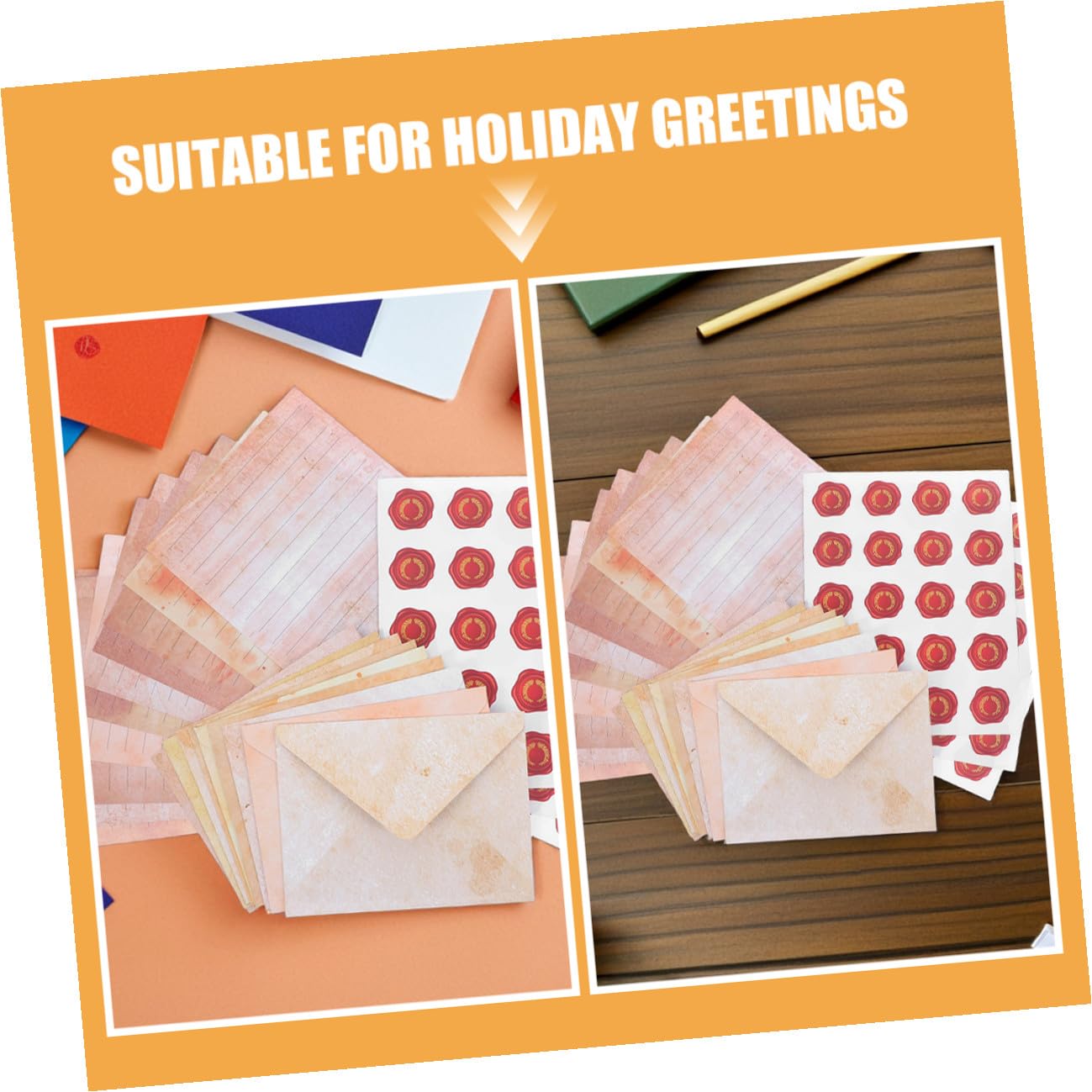 SHINEOFI 100sätze Vintage Briefpapier Set mit Umschlägen Retro-stil Schreibpapier Liniertes Papier für Handgeschriebene Briefe Dekoratives Notizpapier Kraftpapierumschläge Briefset