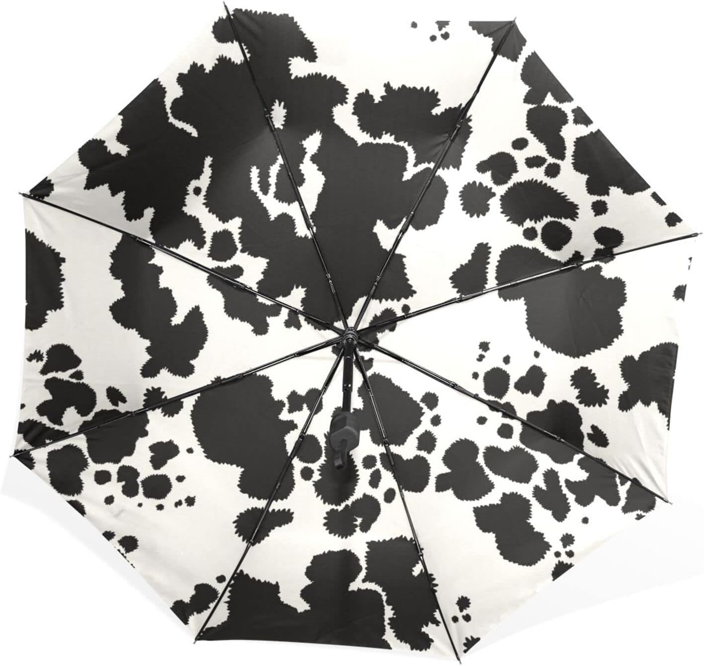 susiyo Animal Cow Print Sun Umbrella Compact Folding Travel Umbrella UV Protection for Men Women