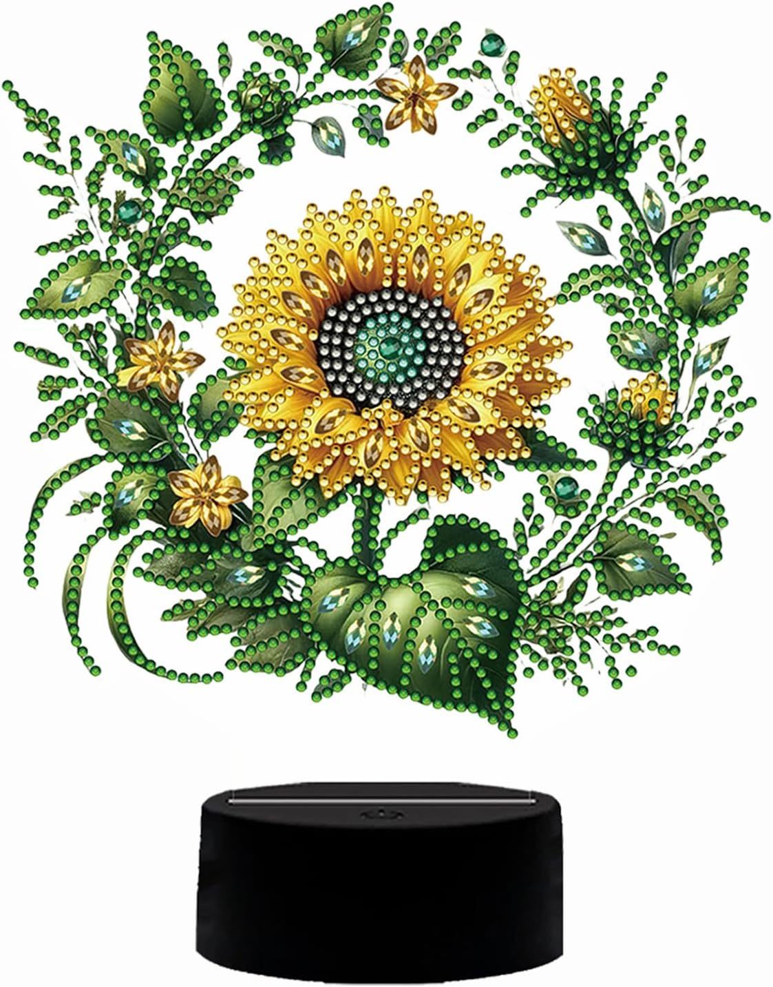 Mosaic Lamp Kits for Adults, Sunflower Wreath Art Lamp with Diamond Art Desk Decor - DIY Touch Night Light, Gem Art Desktop Ornament for Table Tabletop, Bedroom Decor Creative Gift for Adult Beginner