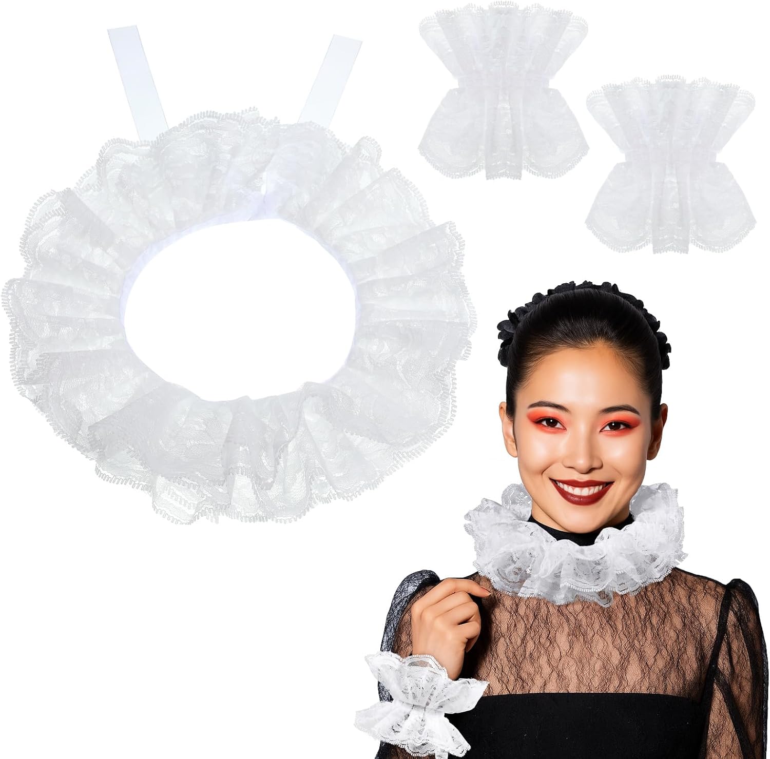 Elegante Kostüm-Accessoires: Rüschenkragen & -ärmelsätze 7 Lusofie Rüschenkragen & Ärmel-Set