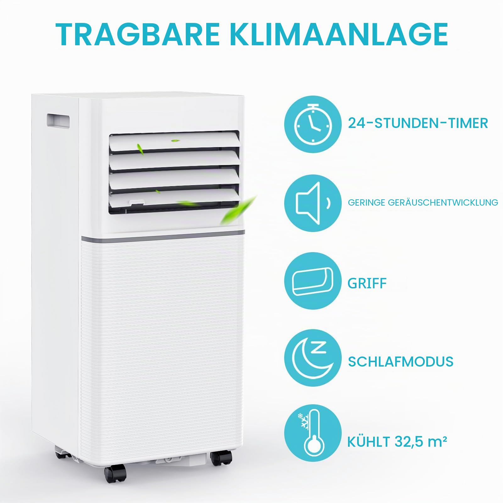 Antarctic Star Tragbare Klimaanlage mit 10.000 BTU, kühlt bis zu 450 Quadratmeter, 4 tragbare Wechselstrom-Modi mit LED-Anzeige/Fernbedienung/24-Stunden-Timer