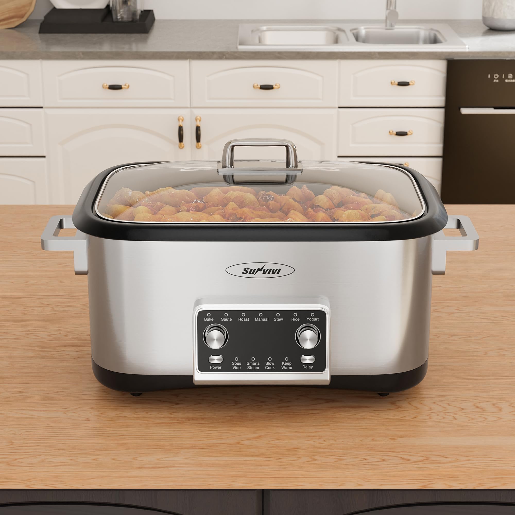 Amazon.com: Sunvivi Programmable 8 Quart Slow Cooker, 12 in 1