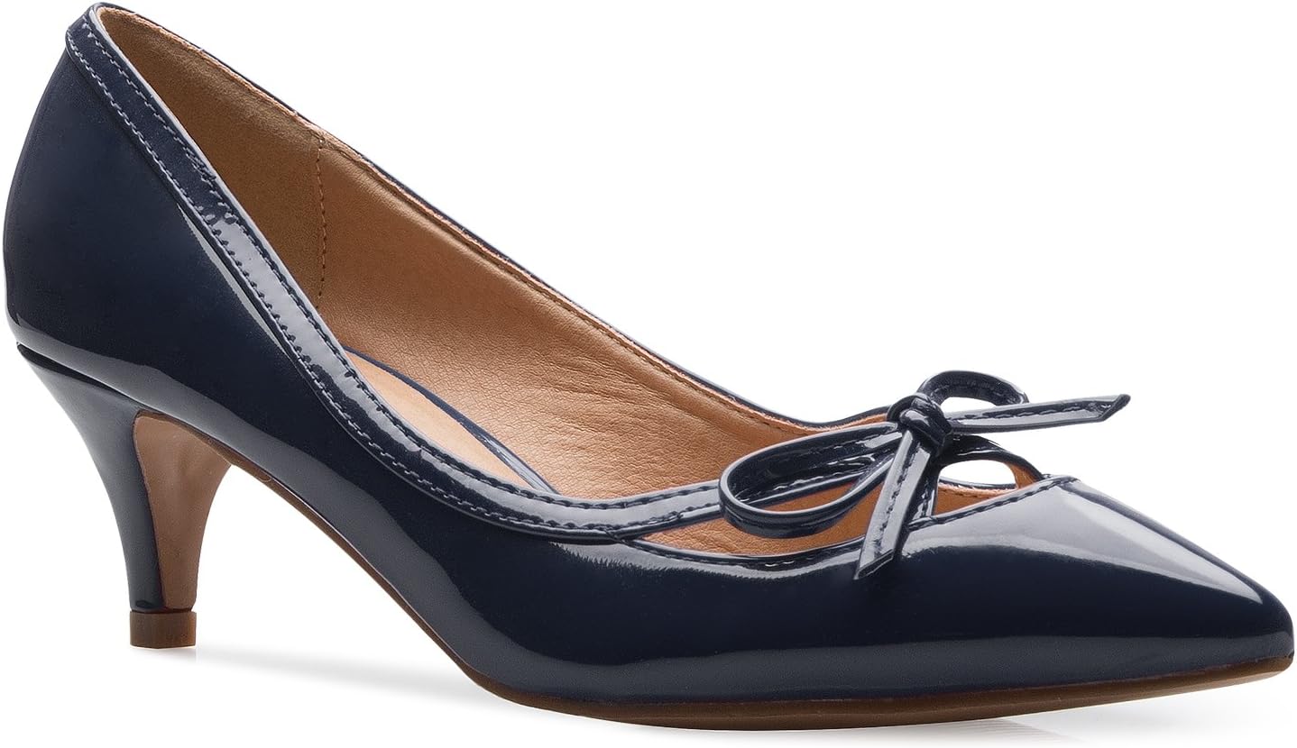 Olivia K Women¡¯s Classic Closed Toe D'Orsay Bow Kitten Heel Pump | Dress, Work, Party Mid Heeled Pumps