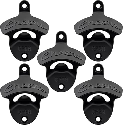 Miniatura 11 de Abridor de botellas Cheers montado en la pared de acero inoxidable para cerveza, montaje en poste dorado antiguo (paquete de 2) Cobre Antiguo,Plata