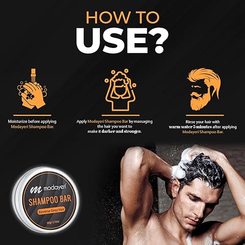 Miniatura 6 de Barra de champú para cabello gris reverso, hidratante, cuero cabelludo refrescante extra fuerte, cobertura de cabello gris, oscurecimiento y champú