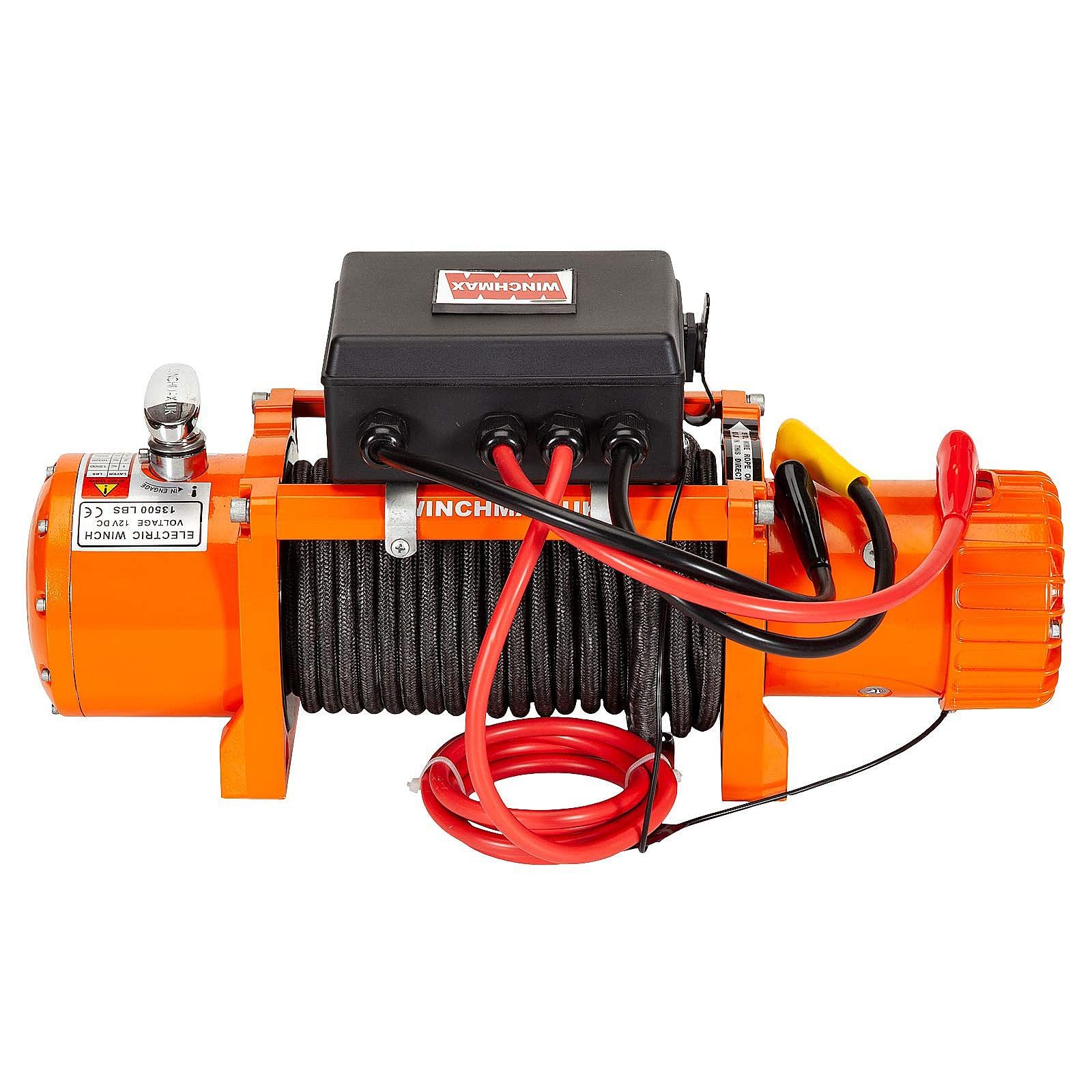 Winchmax 13500 lb / 6123 kg Verricello Elettrico Originale Arancione 12v. Corda Armorline 25 m x 10 mm. Gancio tattico da 3/8 di Pollice. Doppio Telecomando Senza Fili.