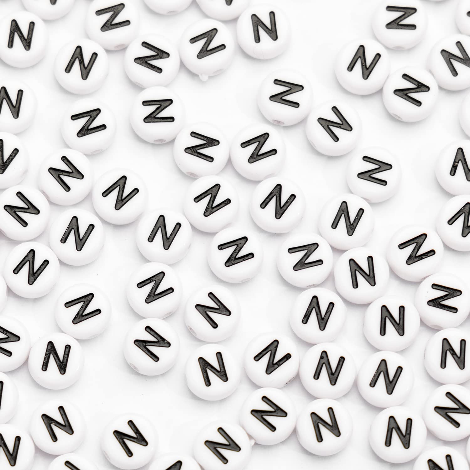 500Pcs Acrylic Letter Beads 7x4mm Alphabet Beads for Jewelry Making Letter N Beads for Bracelets Making Necklaces DIY