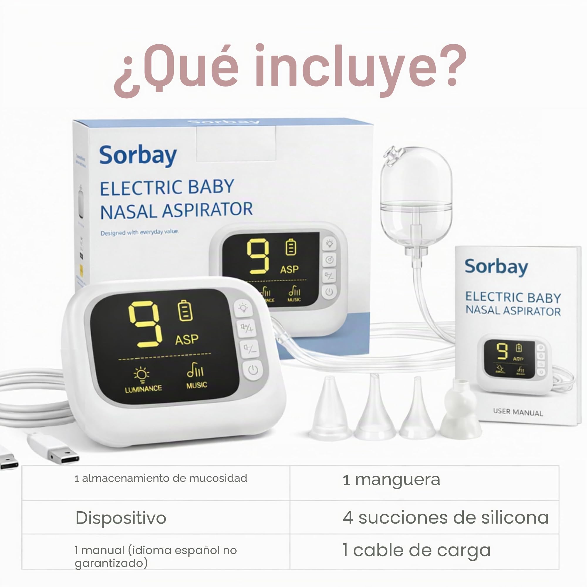 Aspirador nasal eléctrico para bebés, succionador nasal para bebés recién nacidos, aspirador nasal eléctrico para recién nacidos, niños pequeños y adultos, limpiador de moco y desbloqueador