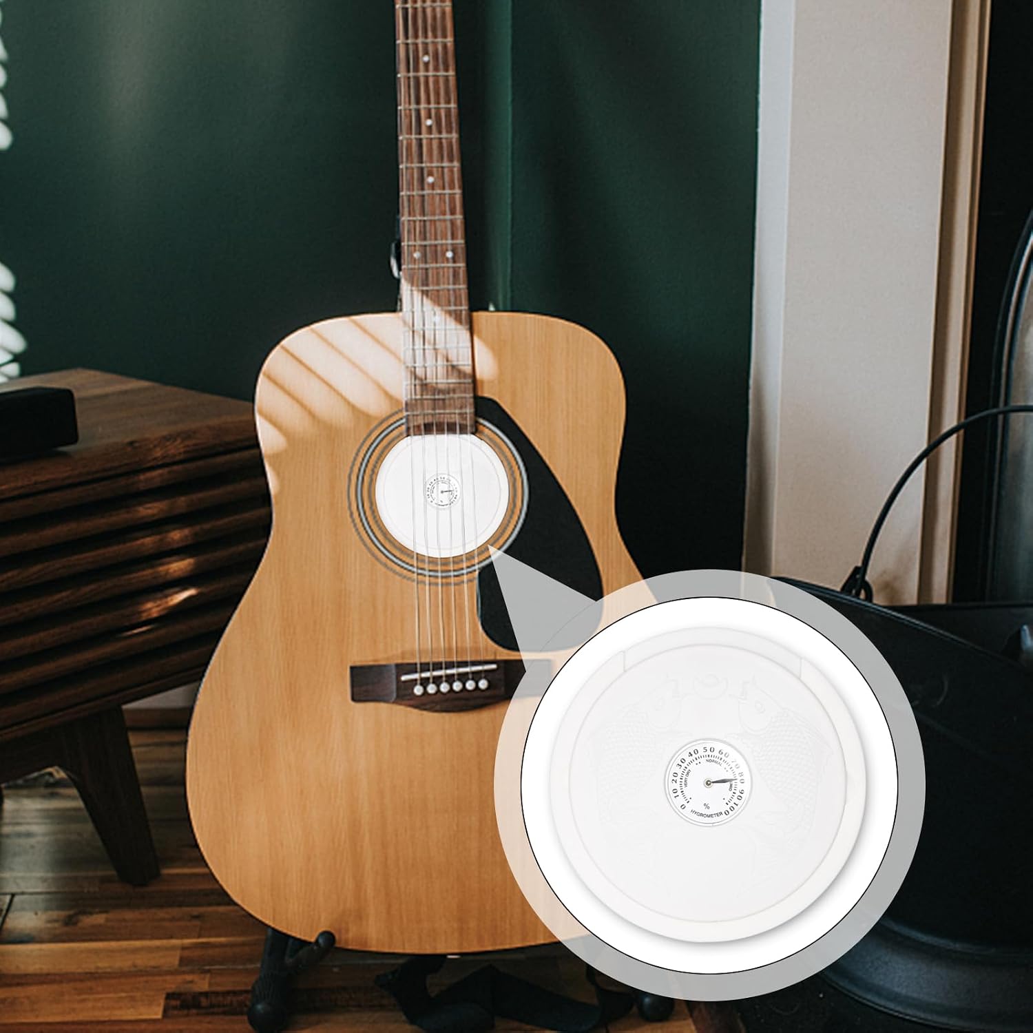 HXBER Acoustic Guitar Sound Hole Cover Humidifier Hygrometer Guitar Humidifier Guitar Mute Feedback Buster Soundhole Cover Guitar Accessory for Folk Guitar Acoustic Guitar