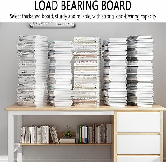 Modern Corner Desk with Drawers Home Office Computer Desk with Shelf Stylish 120x48x75CM Workstation for Bedroom or Office Use