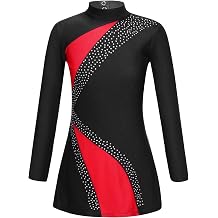 Youth Kids Long Sleeves Figure Ice Roller Skating Dress Girls Rhinestone Ballet Dance Cheerleading Outfits