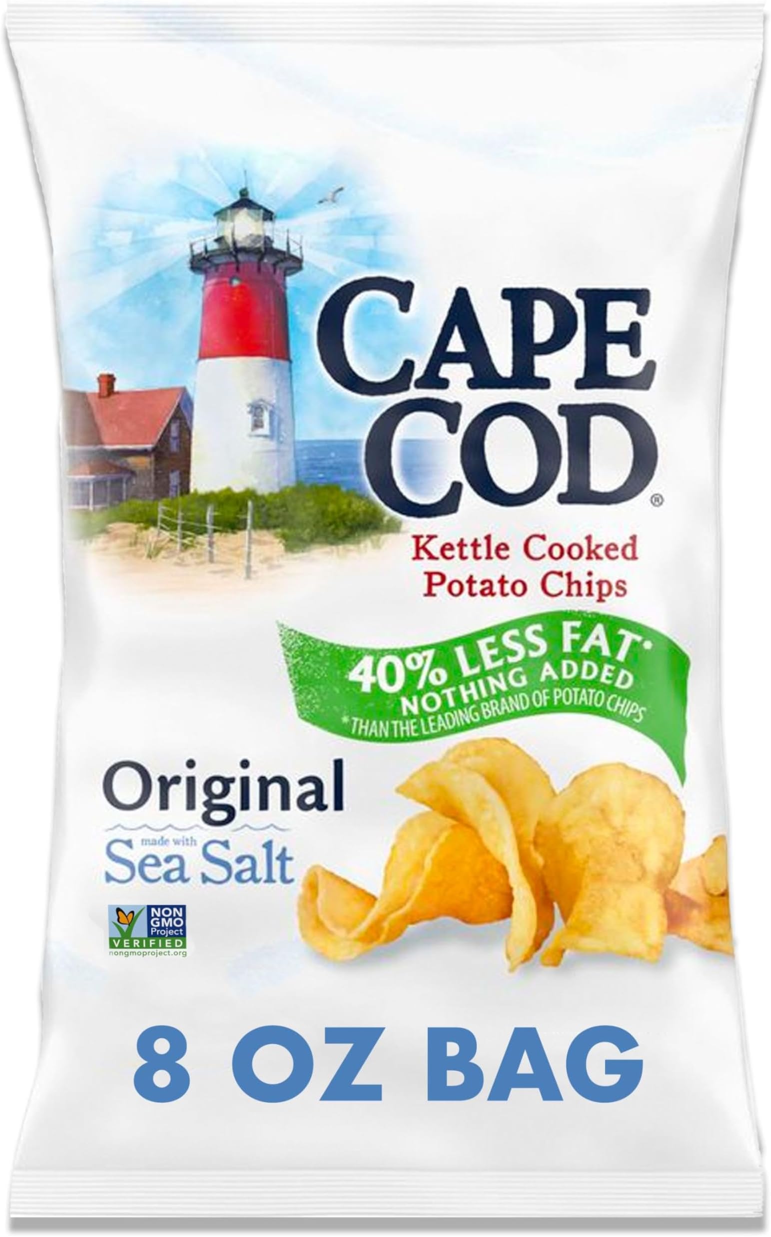 Potato Chips, Less Fat Original Kettle Chips, 8 Oz