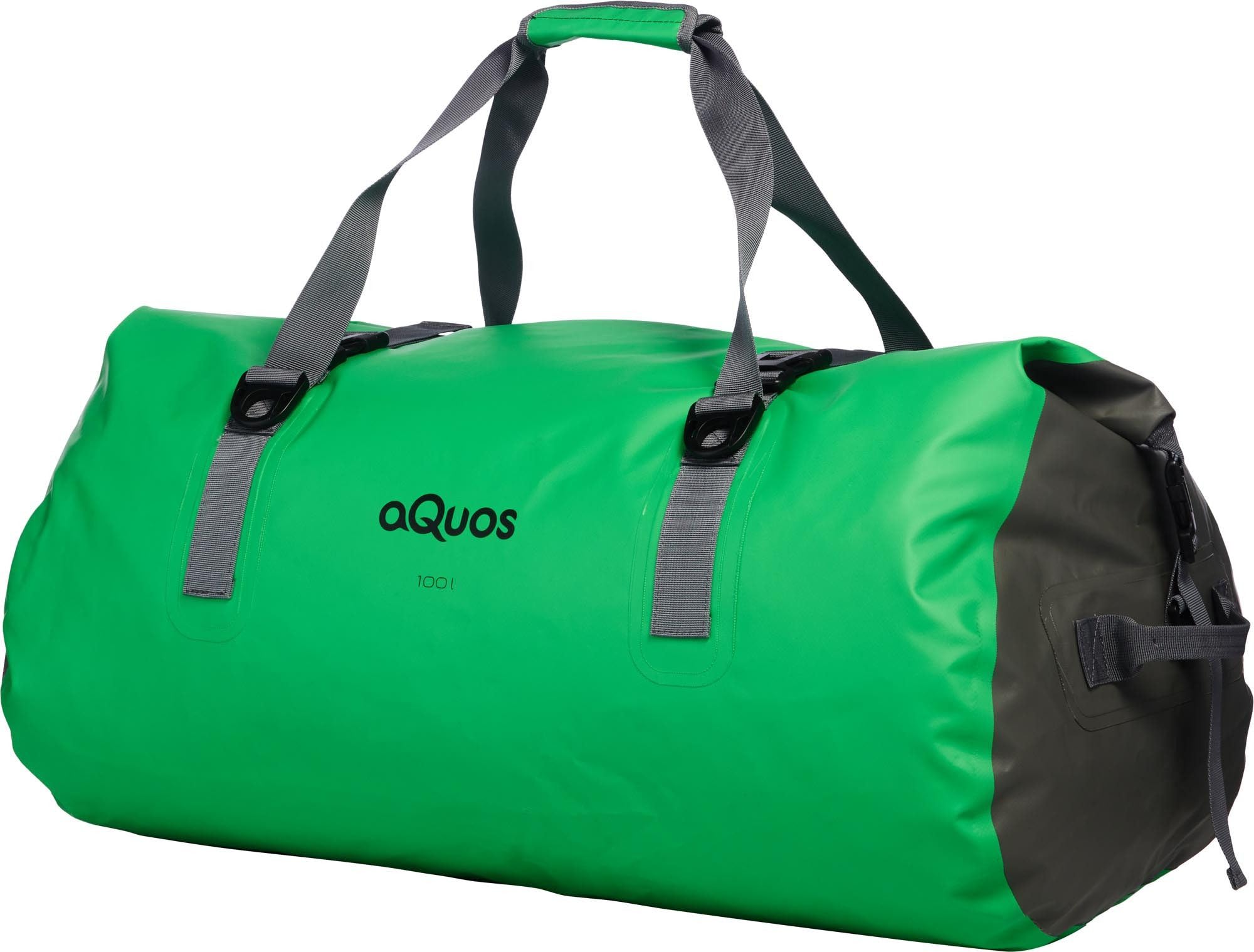 aQuos 100L wasserdichte Reisetasche – Dry Bag XXL aus LKW-Plane | Robuste Outdoor-Tasche mit Rucksackfunktion, Rollverschluss & Schultergurten (Grün)