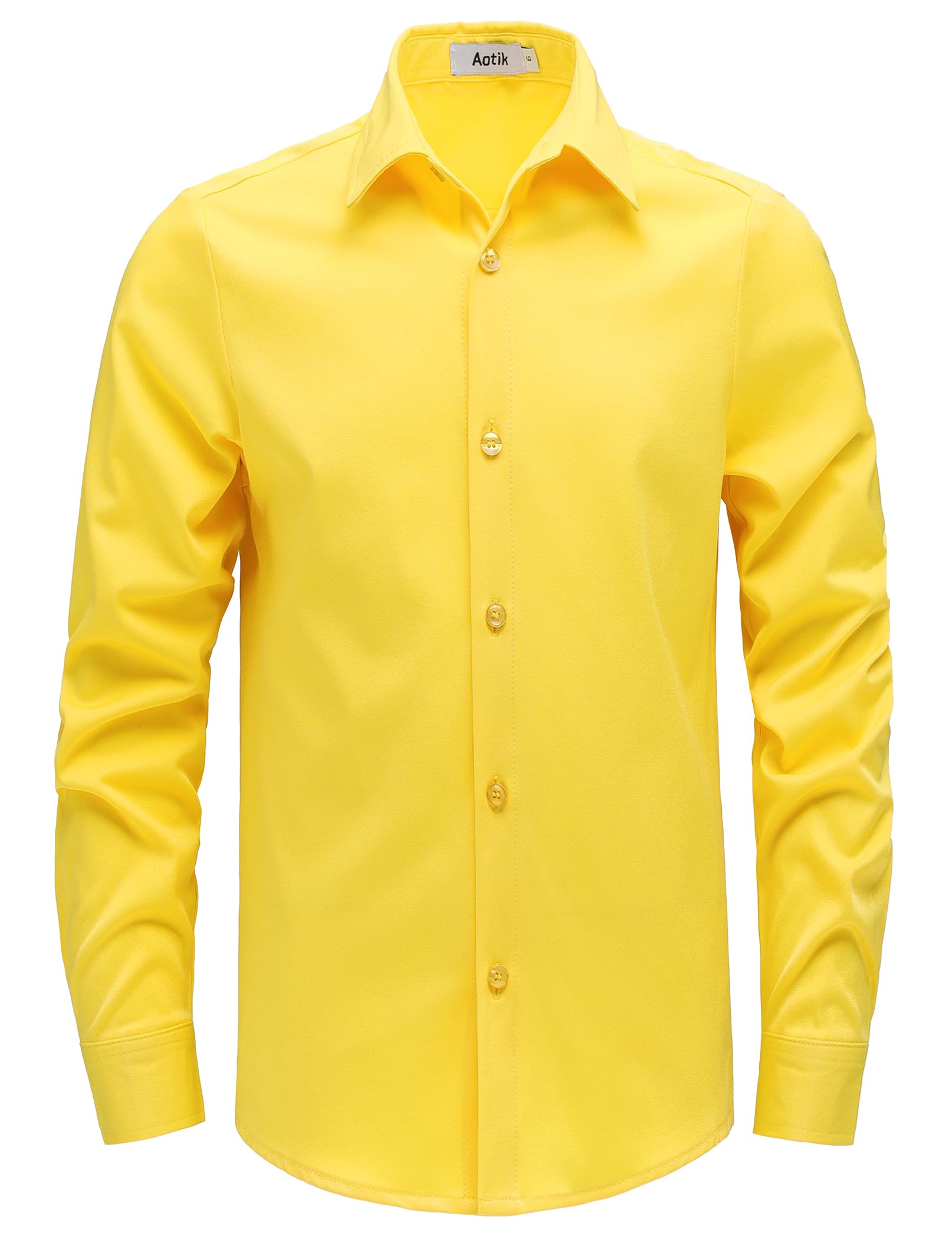 Camisas de vestir elásticas sin arrugas para niños, camisa de manga larga, camisa formal para uniforme escolar