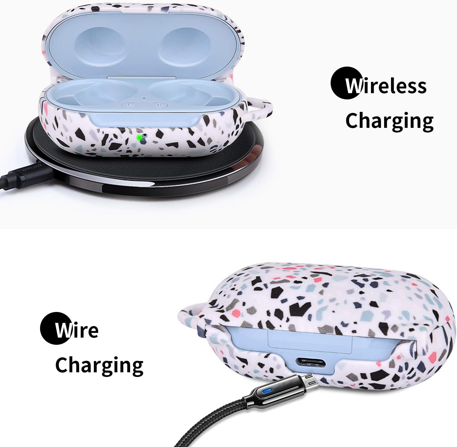 CAGOS Compatible with Galaxy Buds+ Plus Case (2020) Cute Protective Hard Skin Case Cover for Samsung Galaxy Buds Plus Wireless Earbuds Case with Carabiner for Girl Women (NOT for Buds 2019) - Gravel