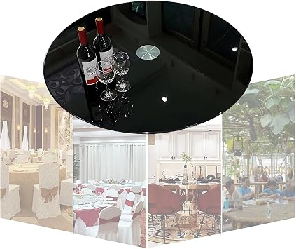 Black Tempered Glass Lazy Susan Turntable 24" 28 40inch Large Round Rotating Tray for Dining Table, 360 Rotating Serving Tray Kitchen Serving Plate Easy to Clean60cm24inch