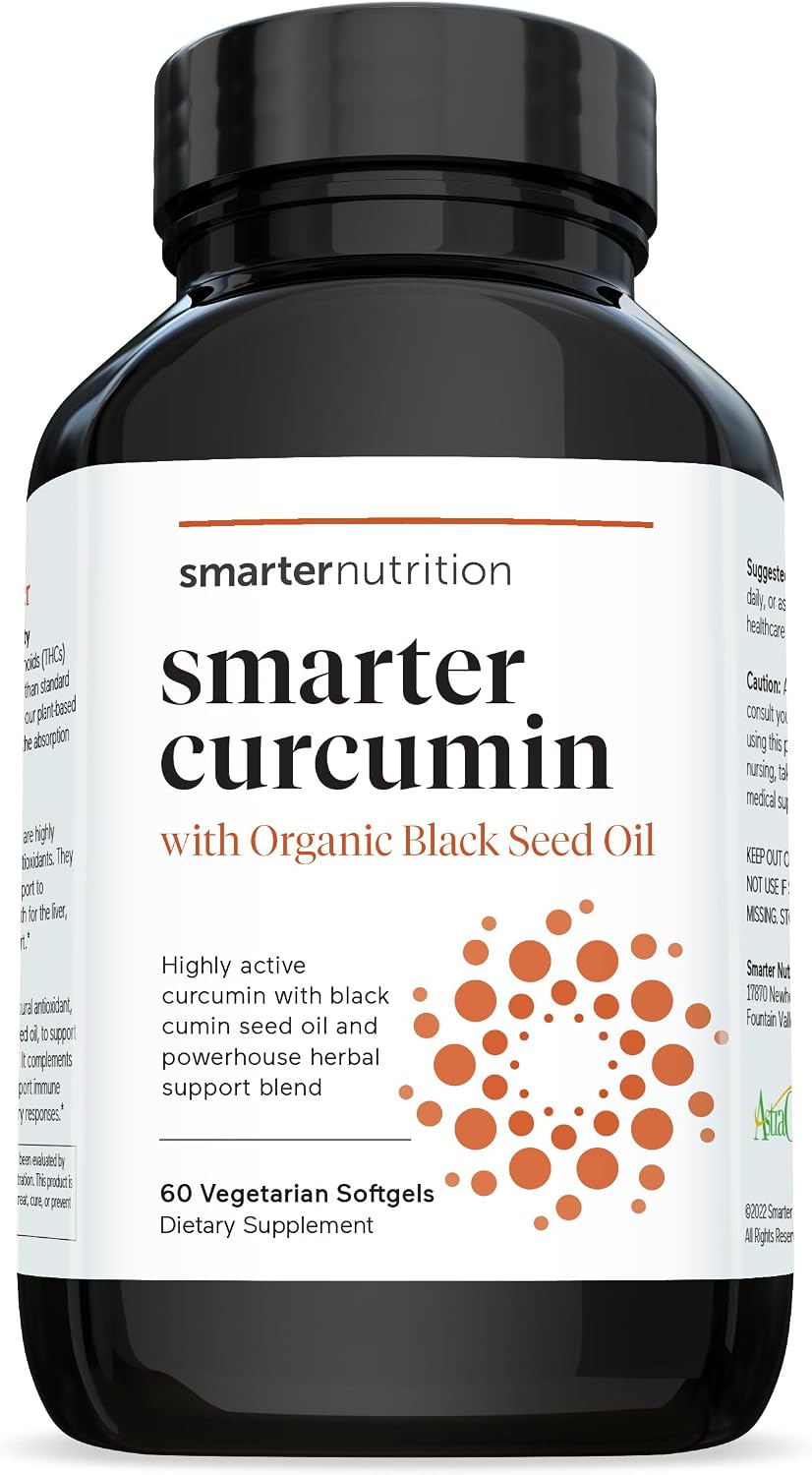 Smarter Nutrition Curcumin Softgels - Potent &amp; Bioavailable, Active Curcumin Standardized to 95% Tetrahydrocurcuminoids with AstraGin Black Cumin