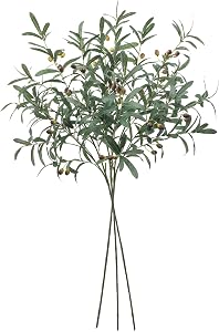 SHACOS 3 PCS Large Artificial Olive Branches for Vases Fake Olive Leaf Stems with Olives 39" Tall Greenery Tree Branch Plant for Home Wedding