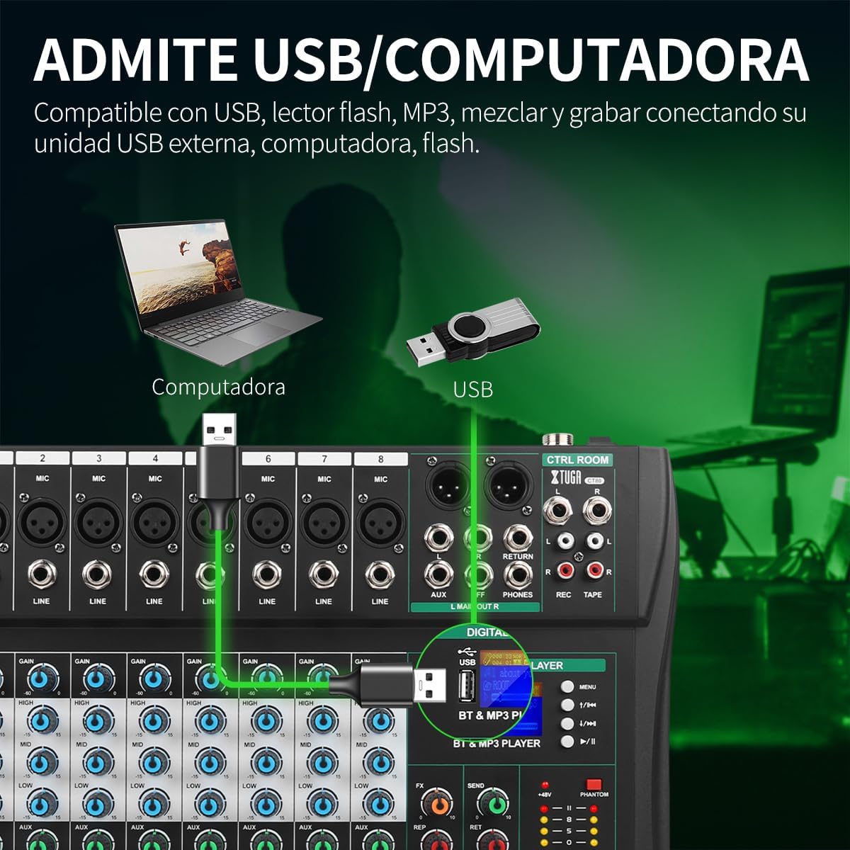 Connecting the XTUGA CT80 mixer to a computer via USB