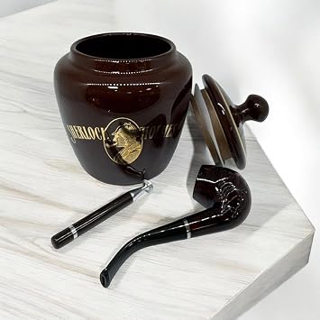Sherlock Holmes Handmade Ceramic Pipe Hold Jar Coffee Large
