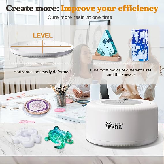 LET'S RESIN Curing Machine for Resin - 3 Hours Auto Dryer with Large Tray, One-Button Setting, No Deformation Quick Supplies for DIY, Silicone Moulds - UK Plug