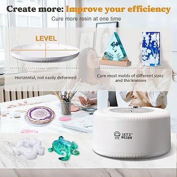 LET'S RESIN Curing Machine for Resin - 3 Hours Auto Dryer with Large Tray, One-Button Setting, No Deformation Quick Supplies for DIY, Silicone Moulds - UK Plug