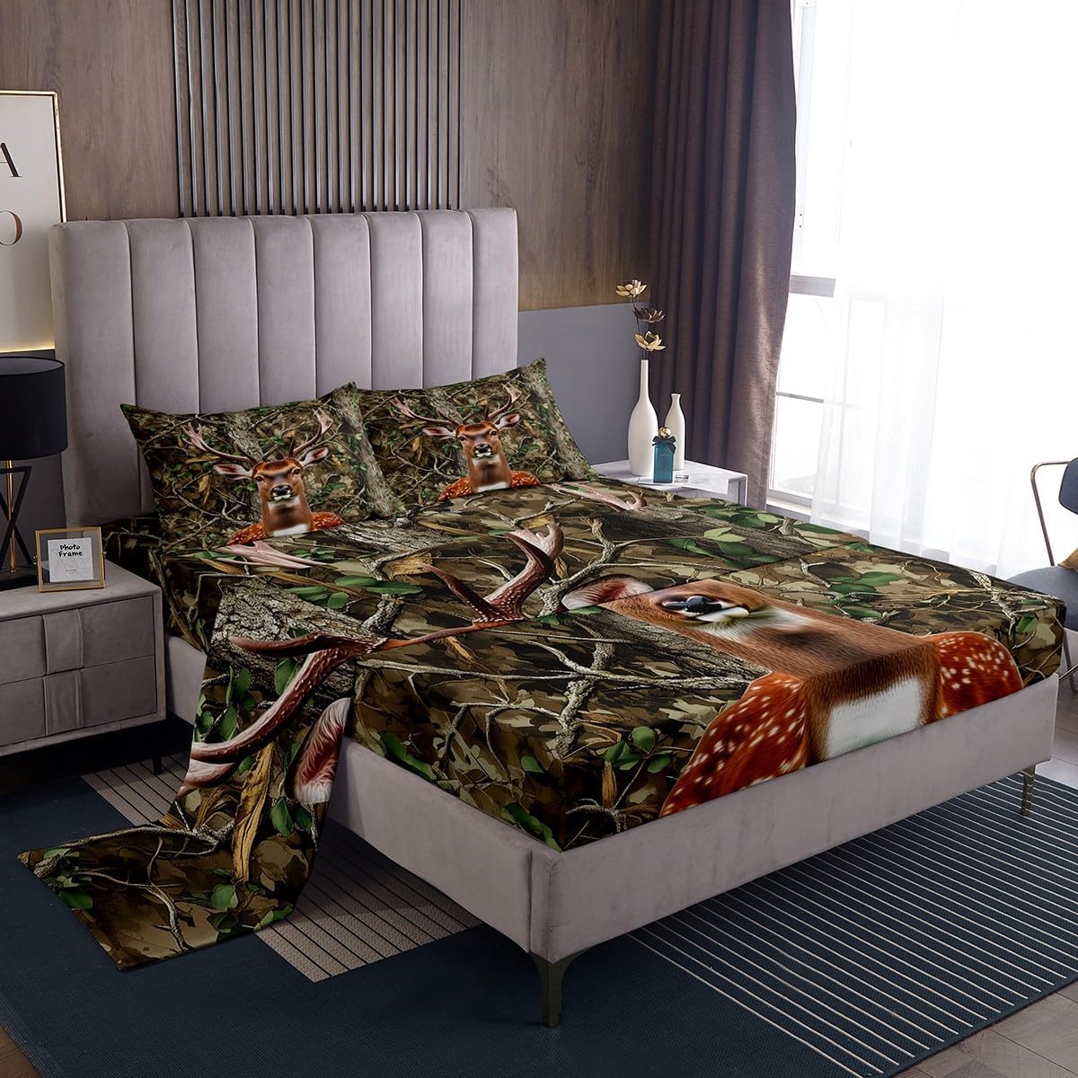 Feelyou Woods Pink Camouflage Sheets Camo Print Bedding Set for Kids Boys Girls Cabin Rustic Bed Sheets Farmhouse Sheets Set Room 4Pcs Queen Size,1 Fitted Sheet+2 Pillow Sham+1 Flat Sheet