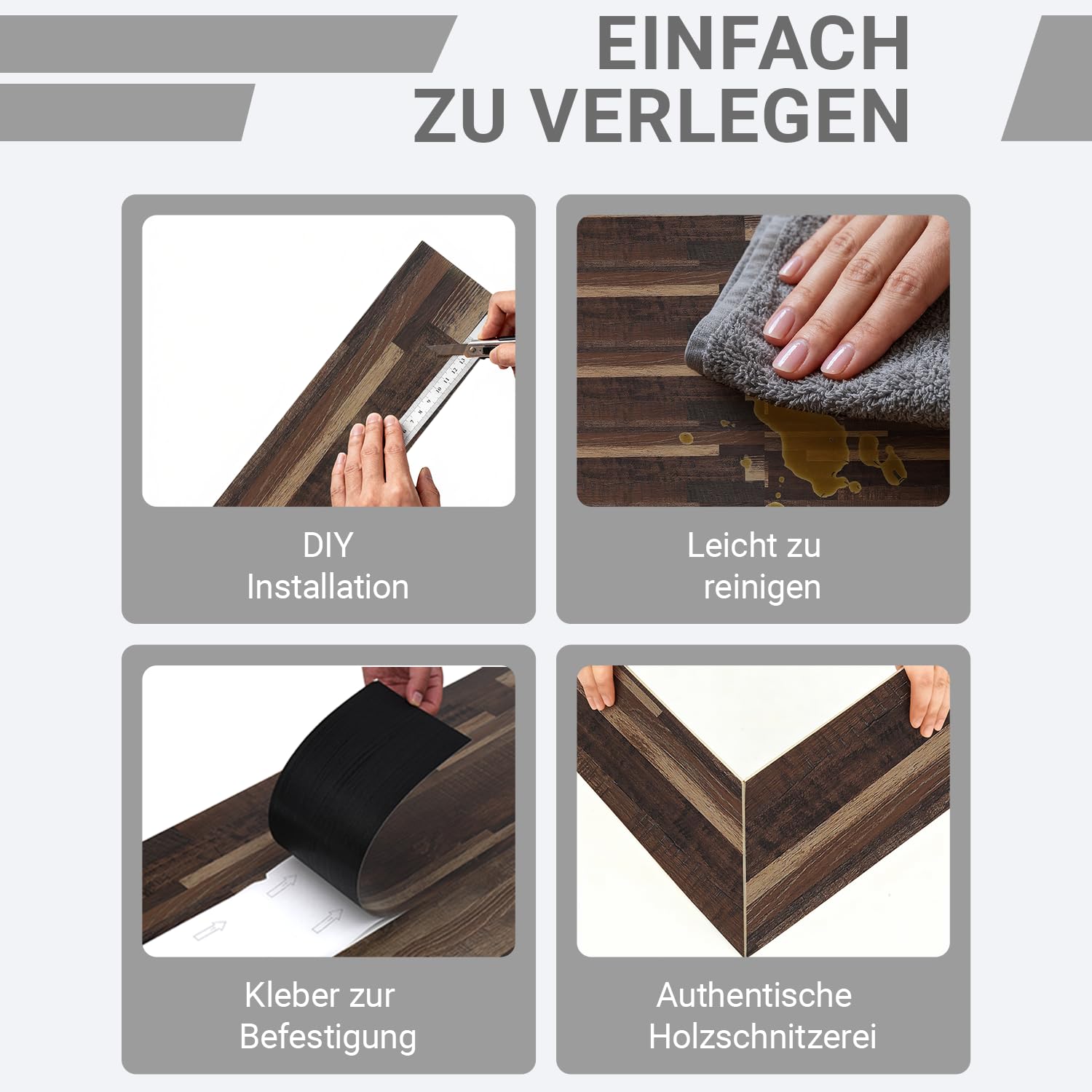 PVC Bodenbelag Vinylboden selbstklebend, 5,02 m²/36 Stück Wasserdicht & rutschfest Vinyl klebefliesen boden, 91.44 x 15.24 cm Bodenfliesen Selbstklebend für Küche, Schlafzimmer (Holzmaserung)