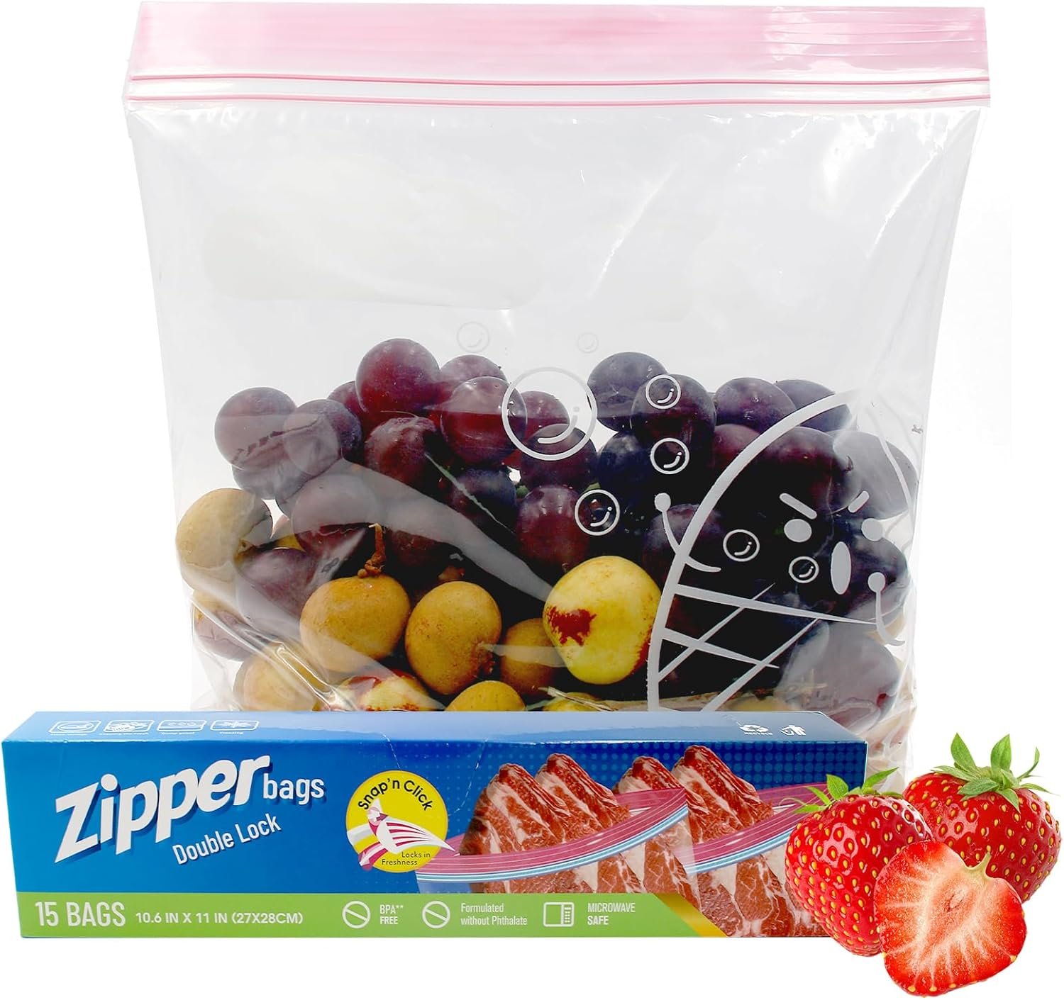 Food Storage Freezer Bags,15Pcs Large(27 * 27cm) Freezer Bags,Ziplock