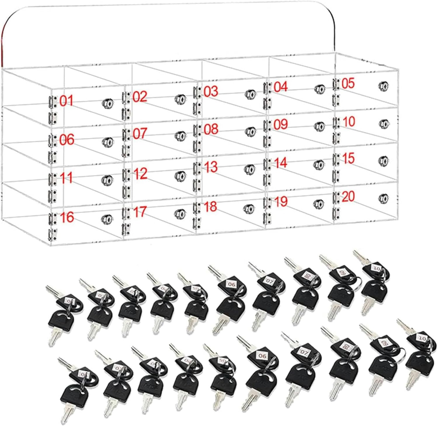 20 Slots Cell Phone Locker for Classroom, Acrylic School Cell Phone Storage Locker, Clear Wall Mount Cabinet Pocket, Phone Lock Box for Office Employees Storage,Small Grid-1