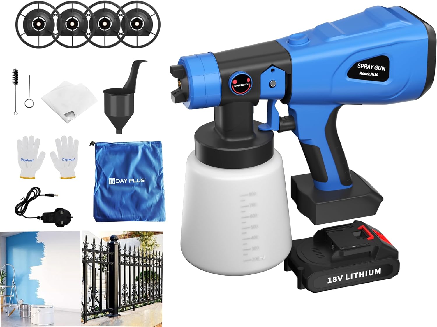 Paint Sprayer for Fences & Sheds Wall & Ceiling, Cordless Spray Gun