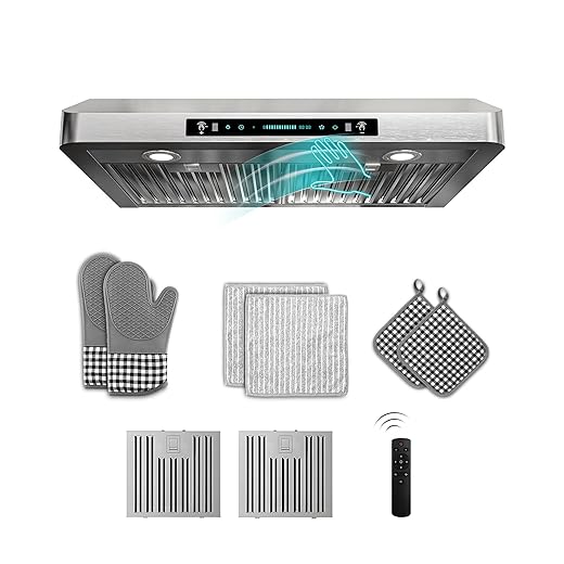 30 inch Stainless Steel Under Cabinet Range Hood - 900 CFM, Gesture Control, Ultra-Quiet 4-Speed Vent, LED Lights, External Venting