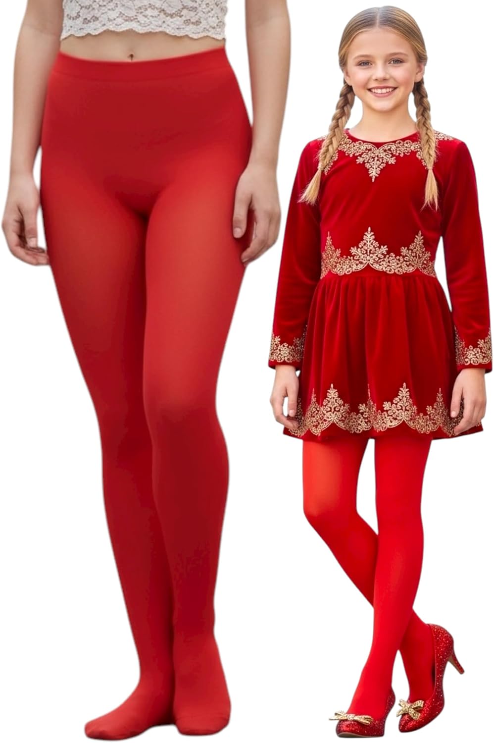 ToBeInStyle Girl's Opaque Solid Color Nylon Stretch Tights Pantyhose