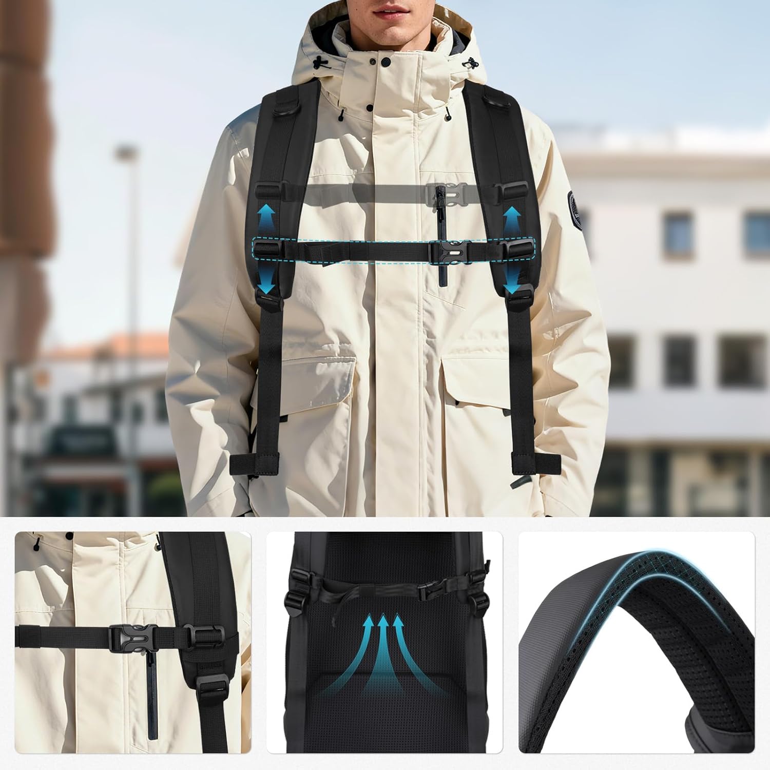 MOSISO Camera Backpack, DSLR/SLR/Mirrorless Camera Bag with Top Flap Pocket, Photography Backpack with 15-16 inch Laptop Compartment&Tripod Holder&Rain Cover Compatible with Canon/Nikon/Sony, Black - Image 6