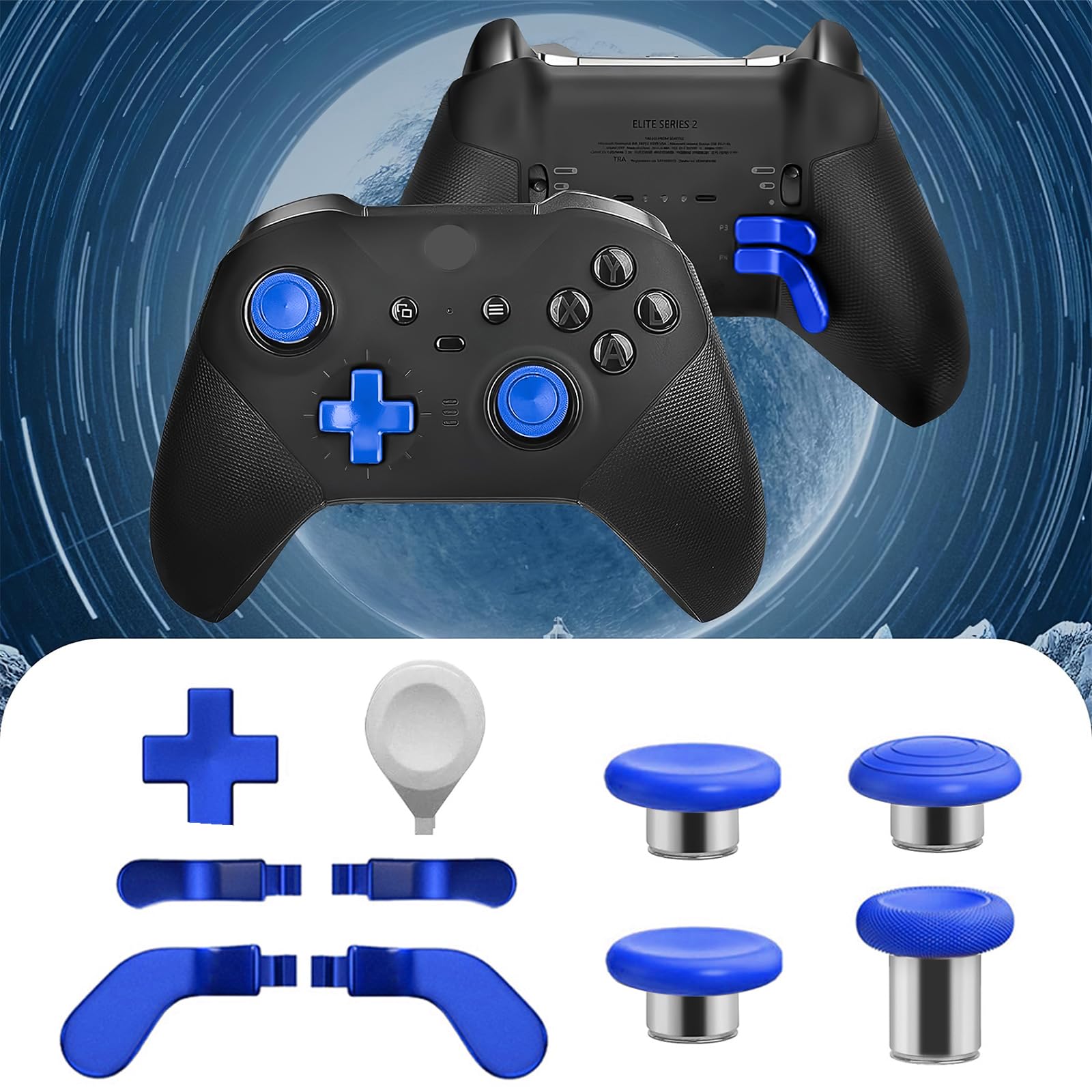 Set completo di componenti per controller Xbox Elite Series 2 Xbox Elite 2 accessori con custodia per il trasporto, 4 levette, 4 palette, dock di ricarica e 1 strumento di regolazione (blu)