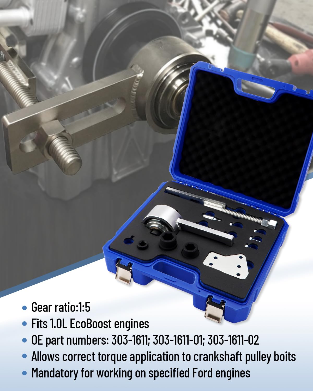 BGS 70917 Moltiplicatore Di Coppia Per Ford Con Rapporto 1:5, Staffa E Piastra Di Ritegno, Per Motori EcoBoost E Diesel, Per Cinghia Albero Motore