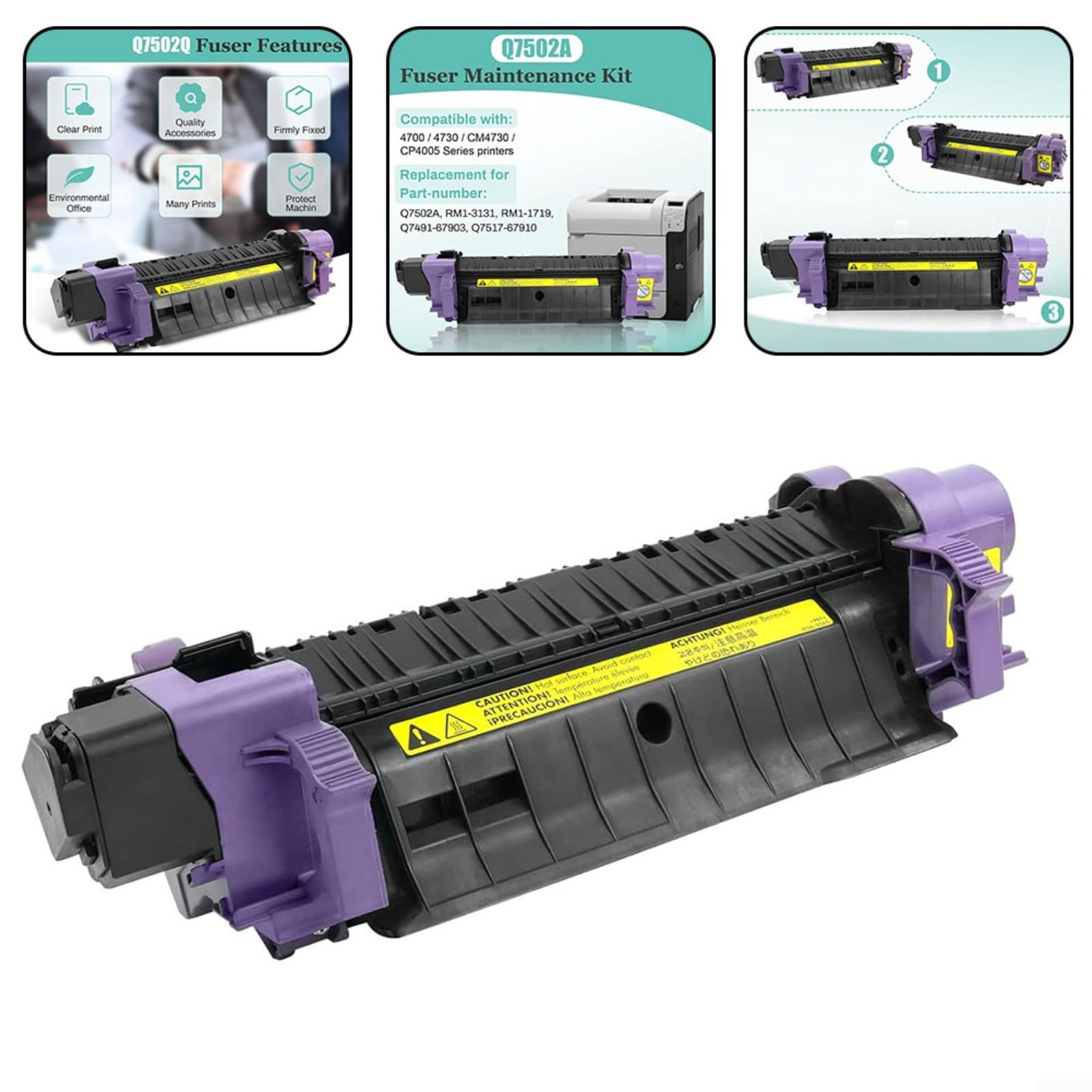 Unidad de fusión Q7502A RM1-3131 para impresora HP 4700 4730 CM4730 CP4005, conjunto de calefacción de 110 V con carcasa de metal