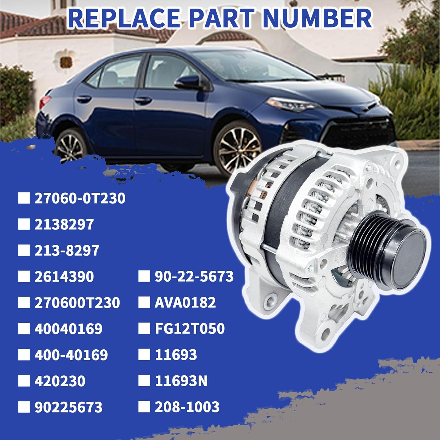27060-0T230 Alternator 12V 115A Fit For 2014-2019 Toyota Corolla L4 1.8L 6-Groove Pulley CK Replace 11693 FG12T050 11693N 213-8297 400-40169 270600T230