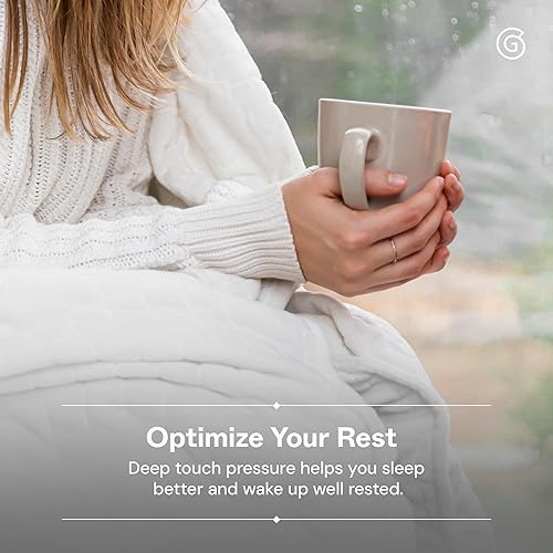 Vista 2 de Gravity Mantas con Peso para Adultos, 20 Libras Blanca (48 x 72 Pulgadas, Individual/Soltero) - Manta de Algodón de Confort Pesado con Cuentas