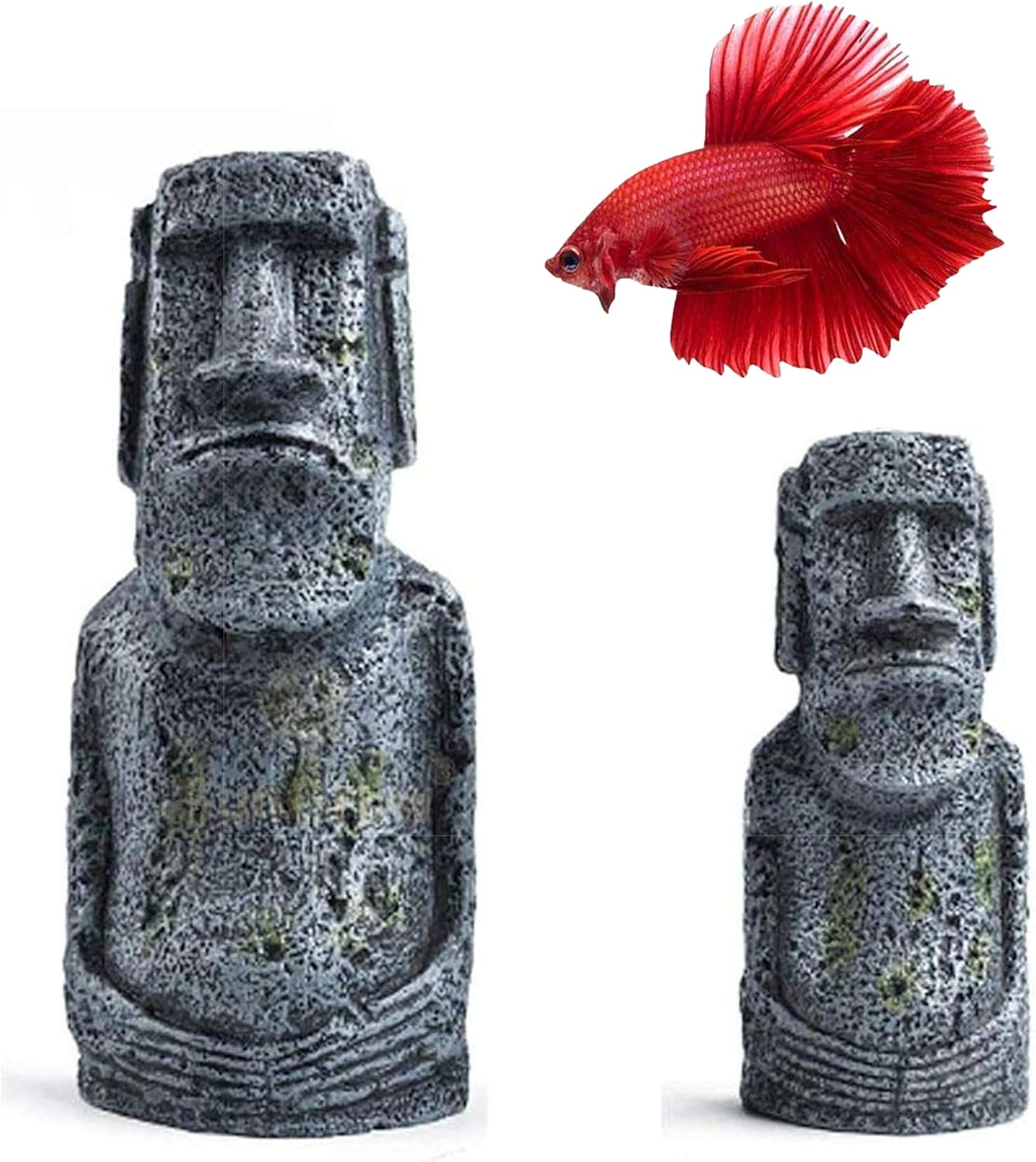 SunGrow Betta Fish Moai Decor