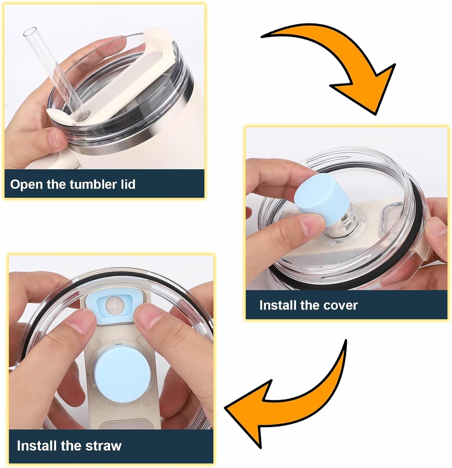 Cup Accessories Set for Stanley 30 oz 40 oz Tumbler with Handle, Including Initials Charms, Straw Cover Cap, Boot, Sticker, Silicone Spill Proof Stopper,Blue Decorate for Boy Girl - Image 6