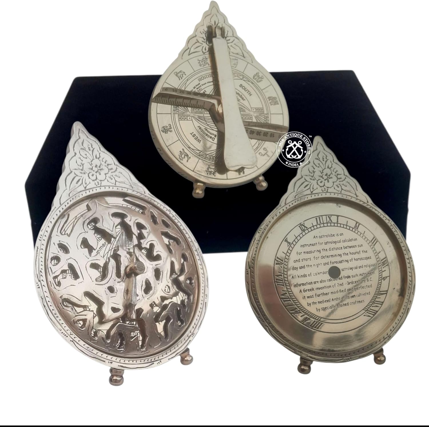 Vintage Brass Astrolabe Globe – Nautical & Astrological Decor, Solid Polished Brass with Stand, Collectible Maritime Navigational Globe, Unique Gift for Men, Dad, Home Office, Velvet Box