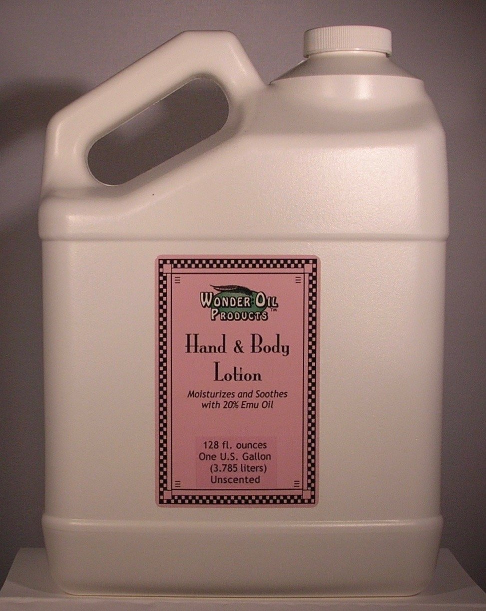 128 fl ounces One Gallon 20 Emu Oil Hand and Body Lotion Unscented from Wonder Oil Products