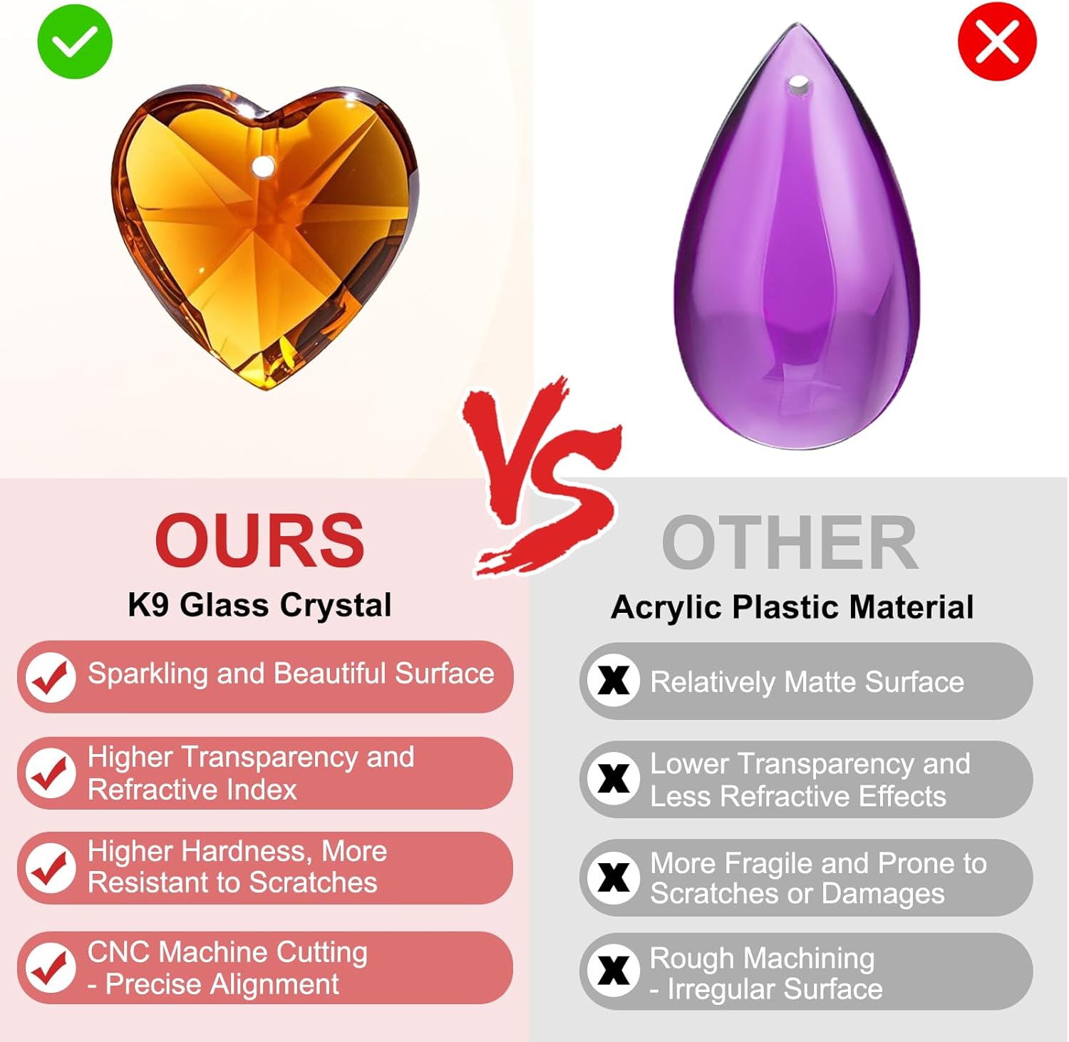 PATIKIL K9 Crystal Heart Beads 1 Holes Pendants, 30 Pack 14mm Chandelier Prisms Parts Ornaments Hanging Beads for DIY Arts Crafts Decoration, Amber - Image 3