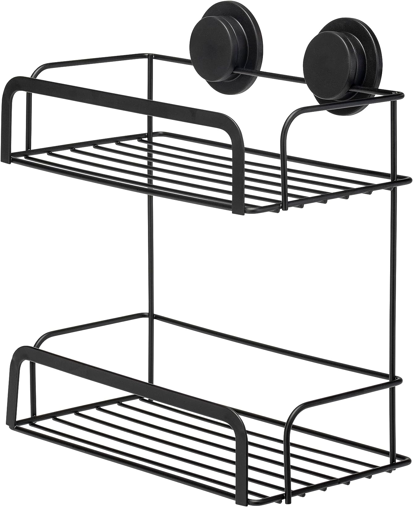 Stick 'n' Lock 2 Tier Cosmetic Basket, Matt Black
