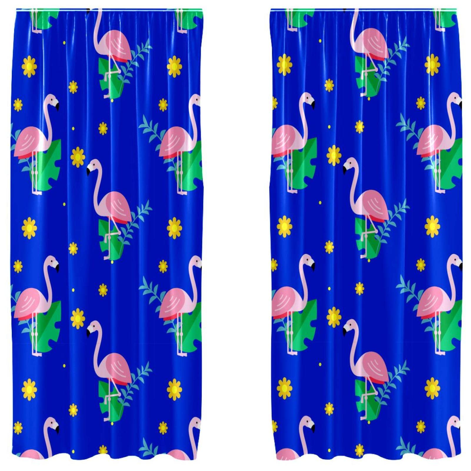 Rideaux flamant rose bleu pour une ambiance de chambre apaisante